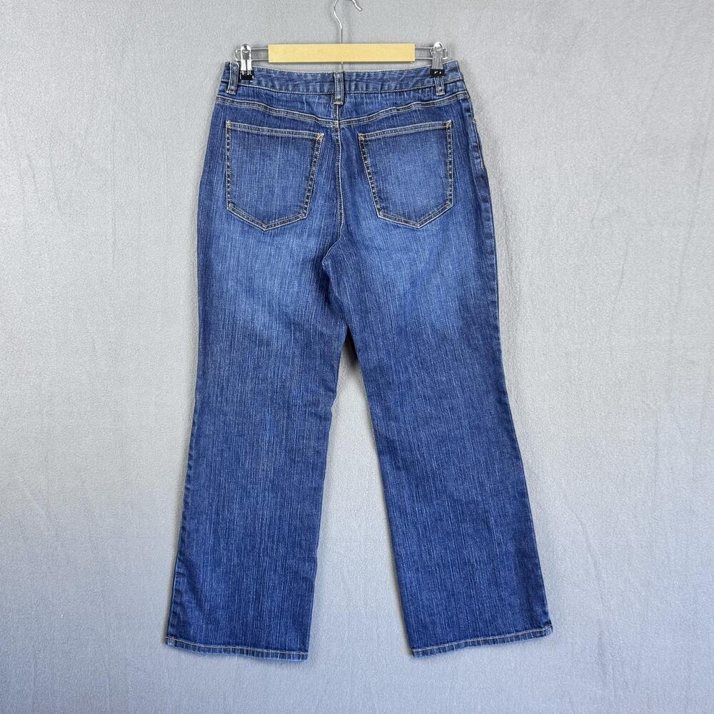 Talbots Jeans Womens 10 Petite Blue Stretch Denim‎ Straight Leg 5 Pocket Zip Fly - Picture 2 of 9